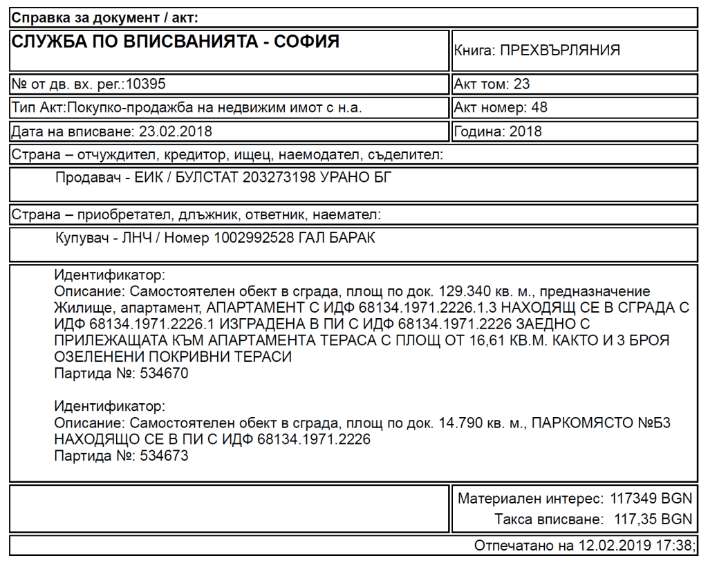 Gal Barak property in Sofia