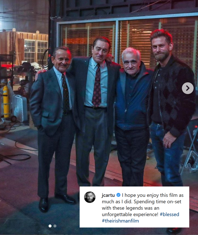 Josh Cartu with Robert De Niro and Joe Pesci on the set of The Irishman