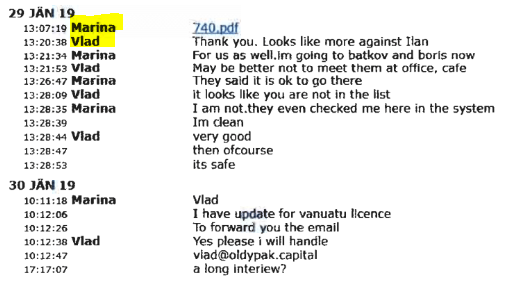 Marina Barak communicates with Valadislav Smirnov 