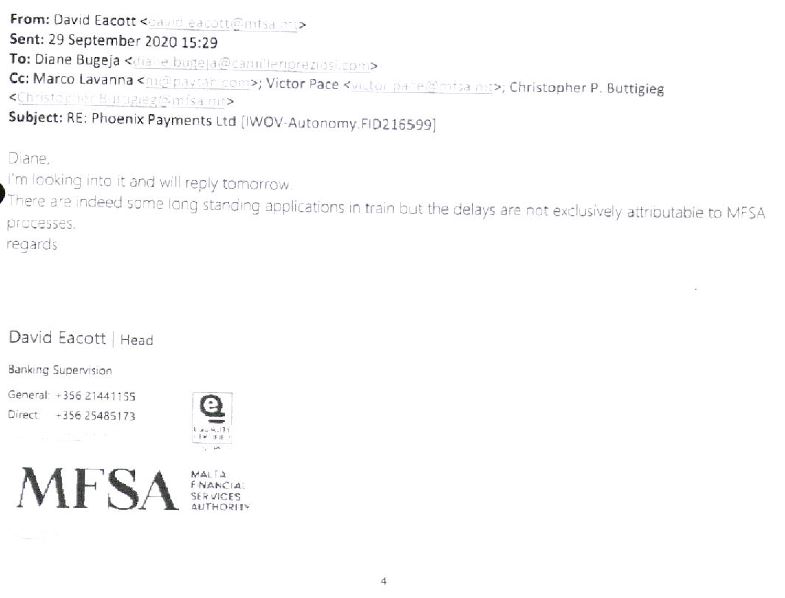MFSA Email communiction with Paytah