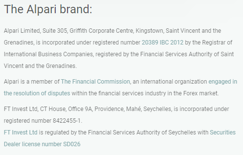 ForTrade partner Alpare is an offshore entity