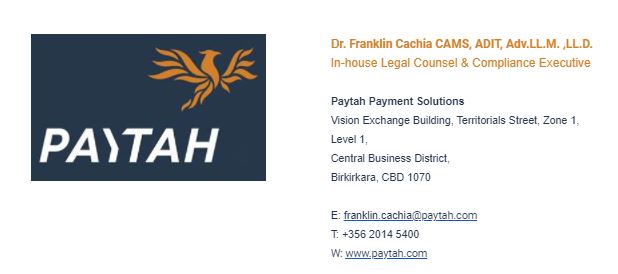 Paytah Payment Solutions and Franklin Cachia