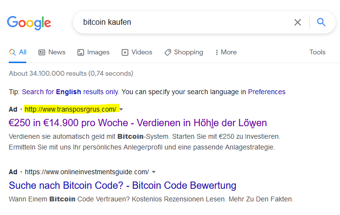 Google Ads promoting fraud marketing campaigns and ads