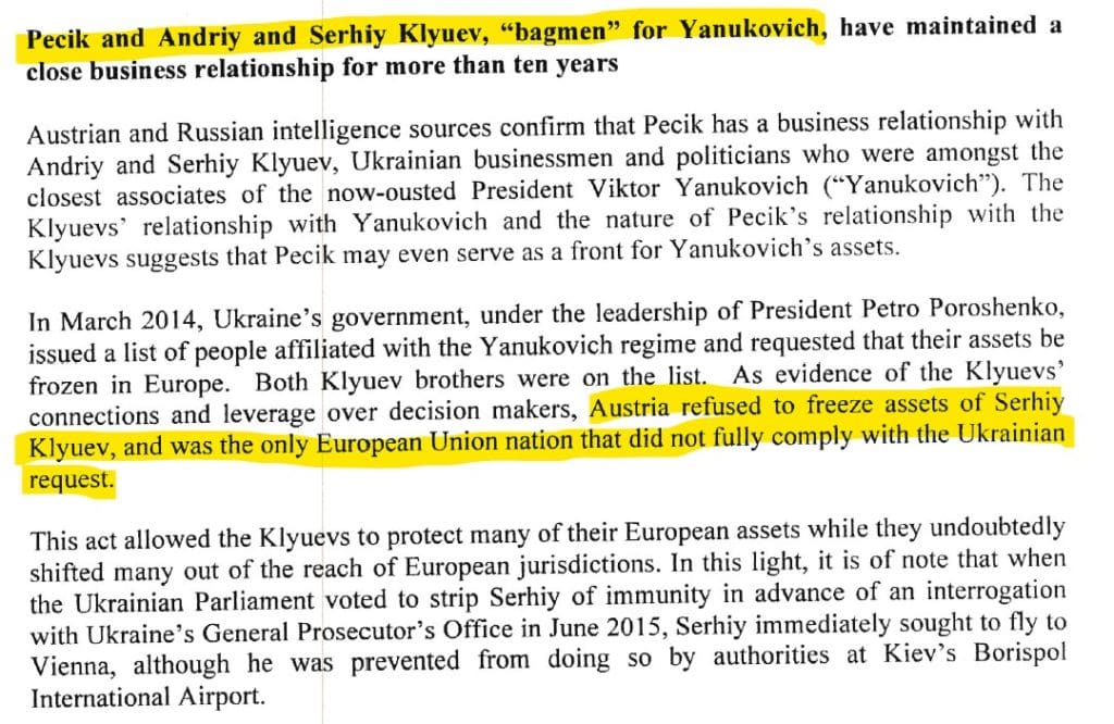 CIA report on Ronny Pecik and the Ukrainian oligarchs