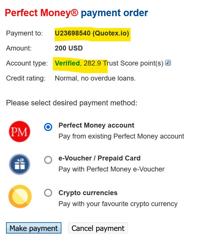 Scam broker Quotex powered by Coinbase and Russian Piastrix and Perfect Money