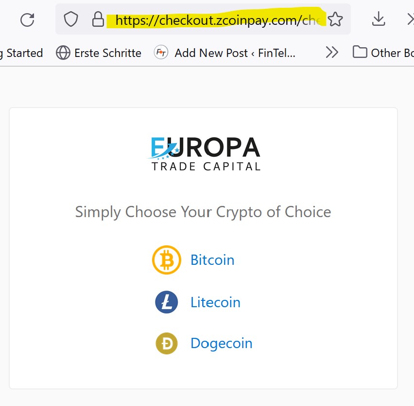 Payment Options of broker scam EuropaTradeCapital