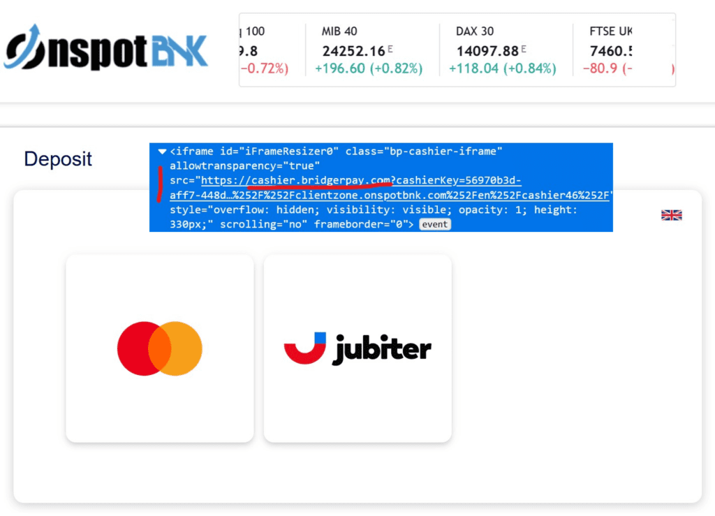 BridgerPay and Jubiter aka CoinDeck facilitate OnspotBNK broker scam