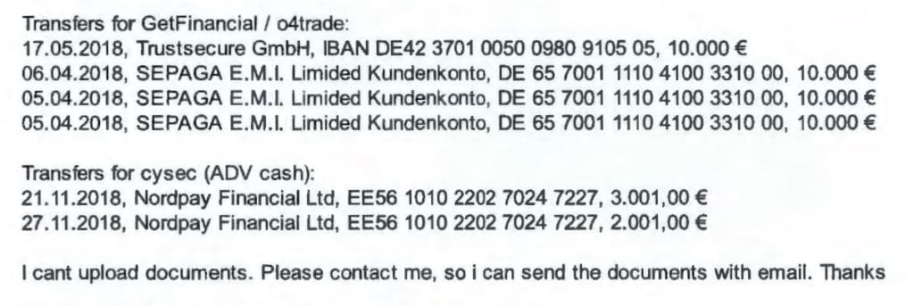 SEPAGA facilitated GetFinancial and o4trade broker scams