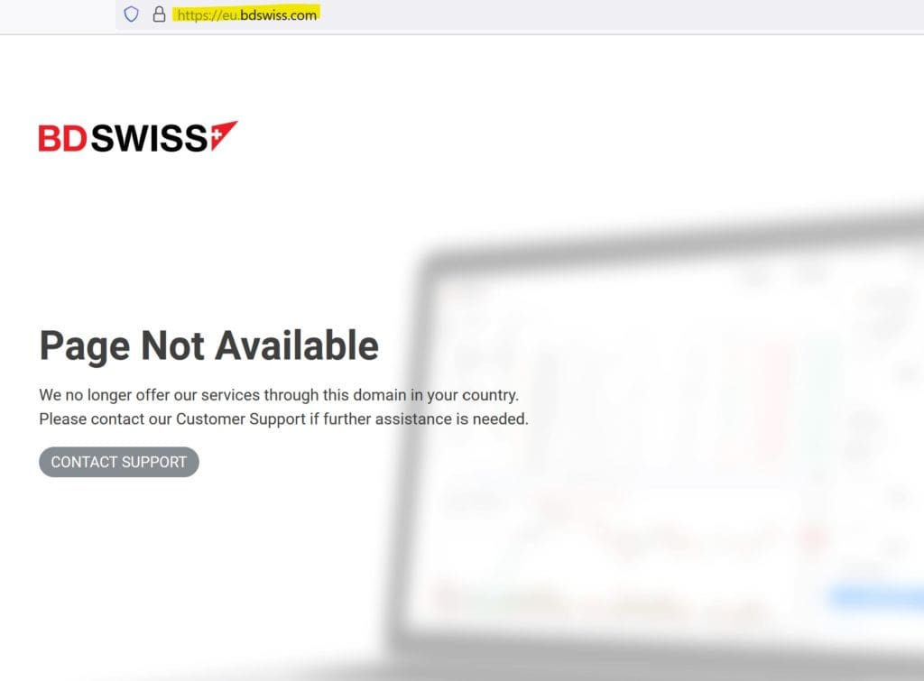 BDSwiss terminates CySEC-regulated domains